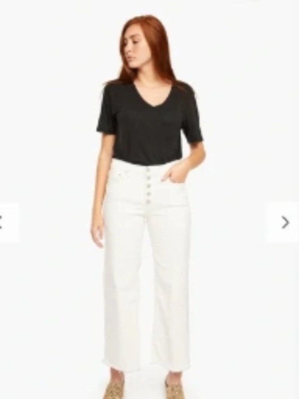 NWT ABLE Sustainable The Wide Leg Cropped Jeans Clara Wash Button Fly Size 30